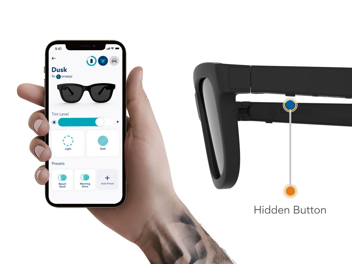 Dusk Lite — Appenabled electrochromic smart sunglasses Chamelo